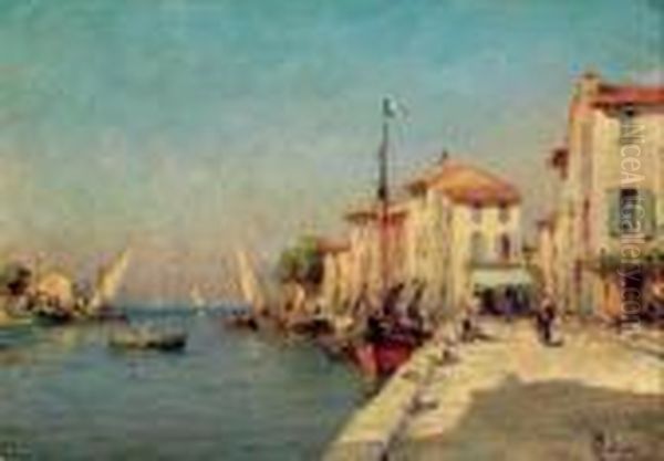 Vue D'un Port Oil Painting by Henri Malfroy