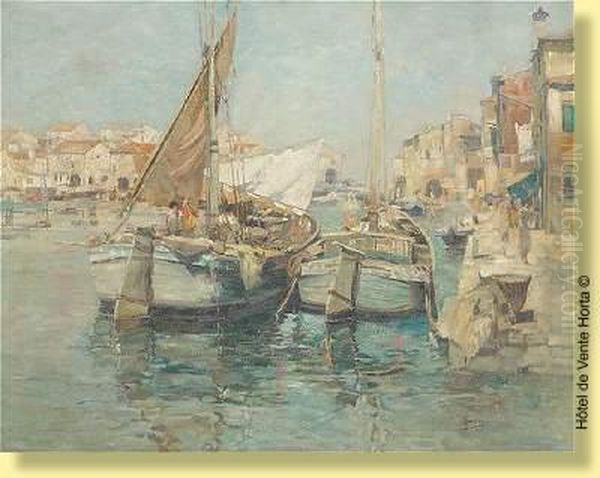 Port En Italie Oil Painting by Henri Malfroy