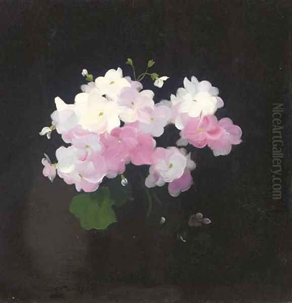 Pink and white camellias Oil Painting by James Stuart Park