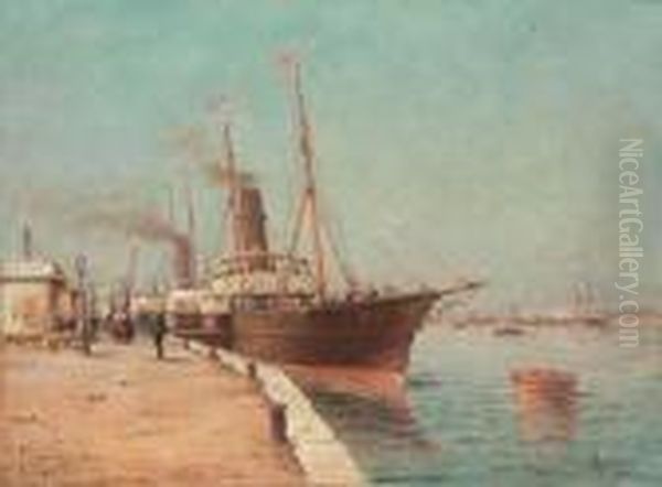 Le Port De Honfleur Oil Painting by Henri Malfroy