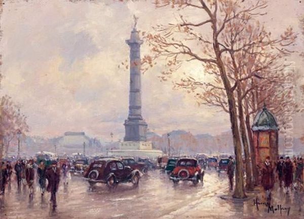 Place De La Bastille Oil Painting by Henri Malfroy