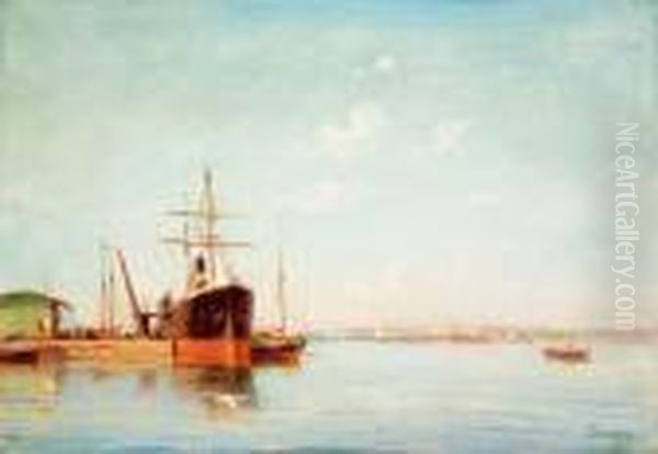 Bord De Mer En Mediterranee, Antibes, Circa 1890 Oil Painting by Henri Malfroy