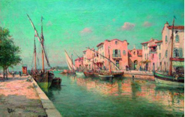  Voiliers Dans Le Port Des Martigues  Oil Painting by Henri Malfroy