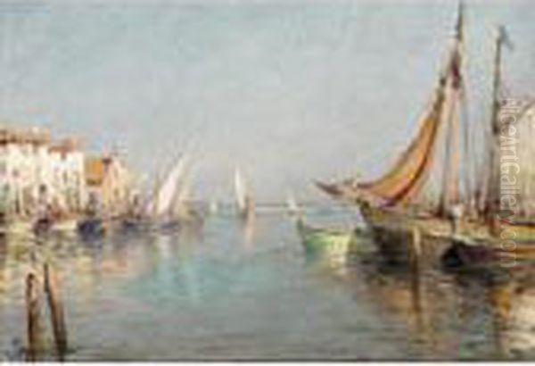 Sailing Boats Oil Painting by Henri Malfroy