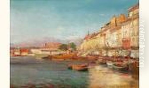 Vue Du Port De Martigues Oil Painting by Henri Malfroy