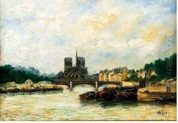 Notre-dame Oil Painting by Henri Malfroy