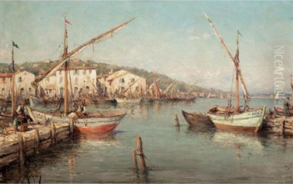 The Port Of Martigues Oil Painting by Henri Malfroy