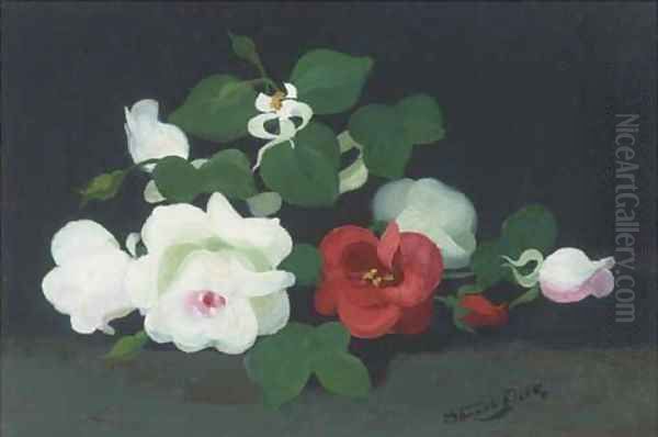 White and red roses Oil Painting by James Stuart Park