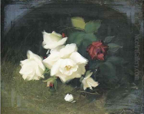 White and red roses 2 Oil Painting by James Stuart Park