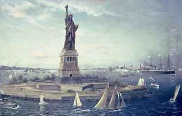 Liberty Island, New York Harbour, 1883 Oil Painting by Fred Pansing