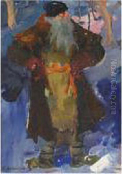 Russian Peasant Oil Painting by Philippe Andreevitch Maliavine