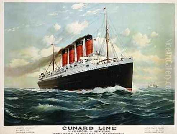 Advertisement for the Cunard Line, c.1908 Oil Painting by Fred Pansing