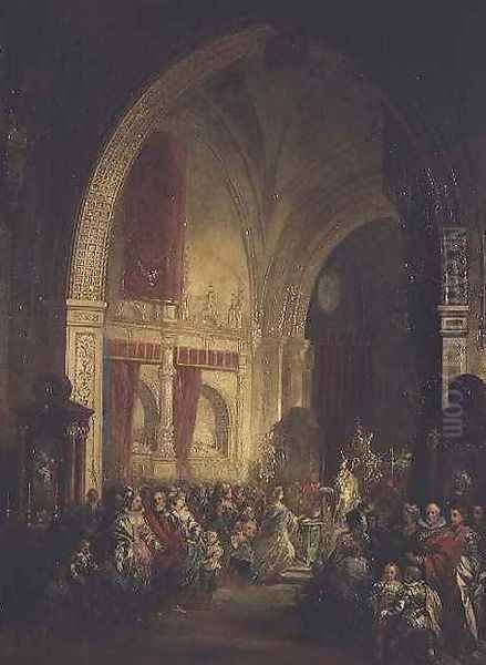 Interior of Toledo Cathedral Oil Painting by Jenaro Perez Villaamil