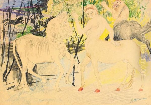 The Flirtatious Centaur Oil Painting by Philippe Andreevitch Maliavine