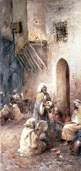 Arab Musicians in a Village Street Oil Painting by Philippe Pavy