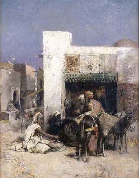 Arabs outside a house Oil Painting by Philippe Pavy