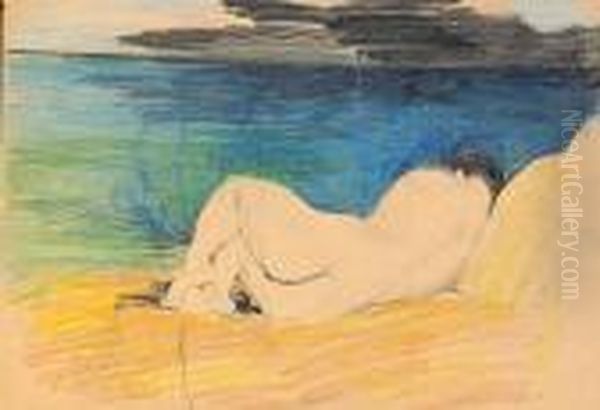 Reclining Female Nude Oil Painting by Philippe Andreevitch Maliavine