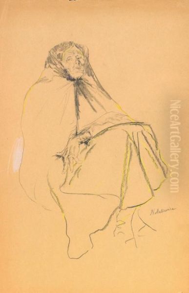 Old Woman In Shawl Seated On Ground by Philippe Andreevitch Maliavine