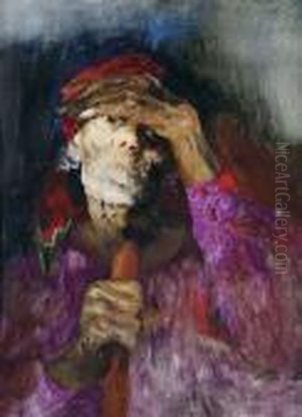 A Russian Baba Oil Painting by Philippe Andreevitch Maliavine