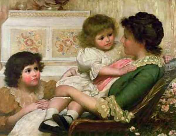 The Artists Wife and her Two Daughters Oil Painting by Henry Marriott Paget