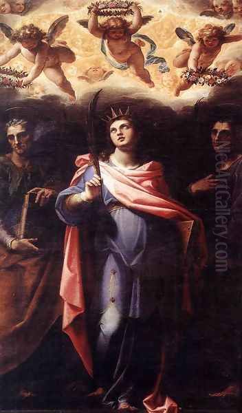 St Domitilla with Sts Nereus and Achilleus c. 1598-99 Oil Painting by Cristoforo Pomarancio (Roncalli)