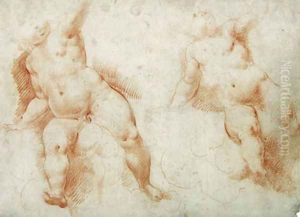 Two seated putti Oil Painting by Cristoforo Pomarancio (Roncalli)