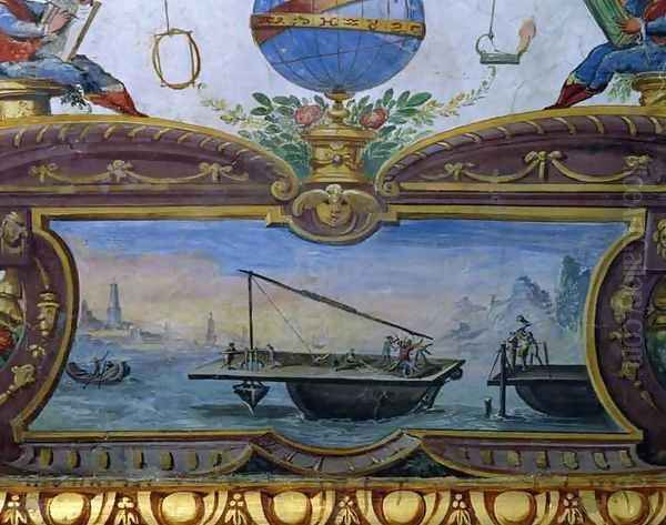 Device for dredging the sea, Stanza della Mattematica, 1587-1609 Oil Painting by Giulio Parigi