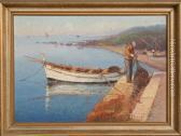 Fisherman Oil Painting by Vincent Manago