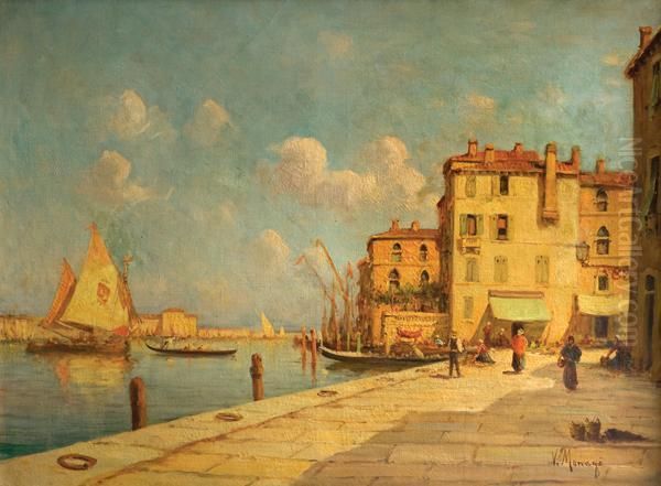 Port Meditearranee Oil Painting by Vincent Manago