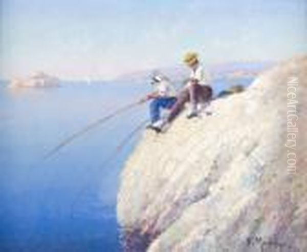 Pecheurs Sur La Corniche A Marseille Oil Painting by Vincent Manago