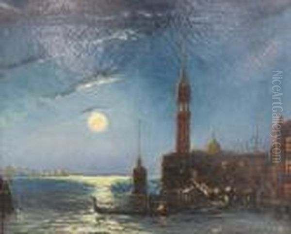 Noctural View Of Venice Oil Painting by Vincent Manago