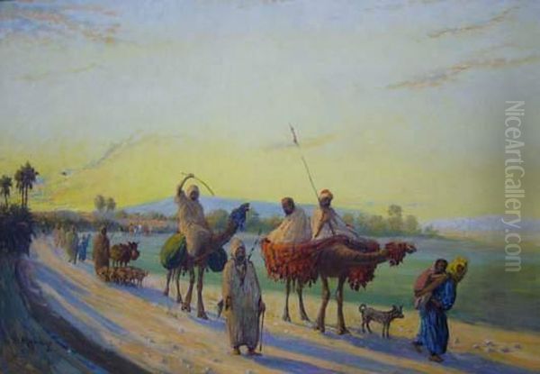 Le Convoi Berbere. Oil Painting by Vincent Manago