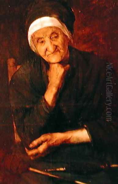 Old woman from Aulus Ariege Oil Painting by Marie, Mrs Dujardin-Beaumetz Petiet