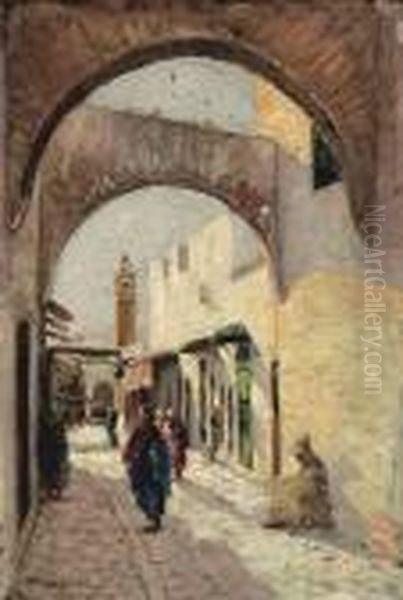 Tunis Souk El Blat Oil Painting by Vincent Manago