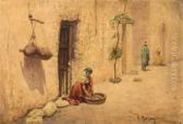 Scene De Rue A Biskra Oil Painting by Vincent Manago