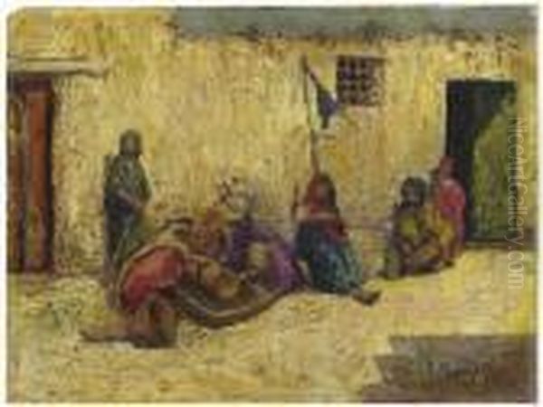 Village Scene In The Magreb; And A Companion Pair By Another Hand Oil Painting by Vincent Manago