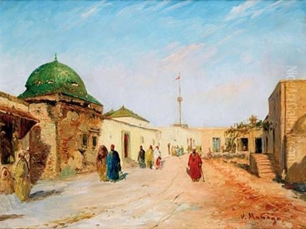 Scene De Rue A Tunis Oil Painting by Vincent Manago