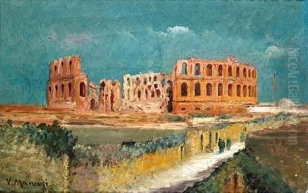 Promeneurs Aux Abords Des Ruines Oil Painting by Vincent Manago