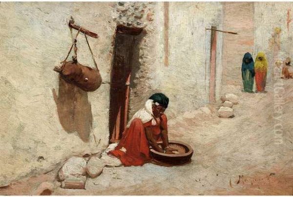 :jeune Orientale Dans Les Rues De Constantine Oil Painting by Vincent Manago