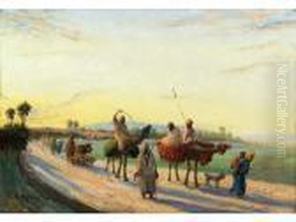 :depart Pour Le Marche Oil Painting by Vincent Manago