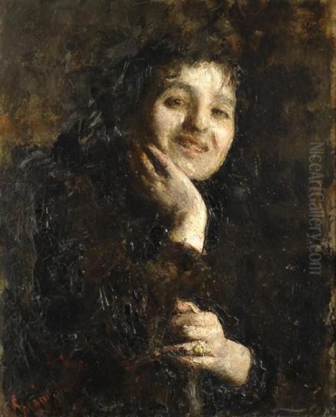 Figura Femminile Oil Painting by Antonio Mancini