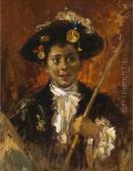 Giovane Pazzariello Oil Painting by Antonio Mancini