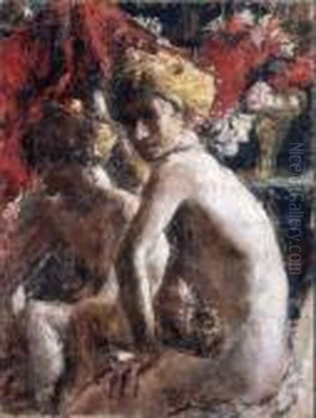 Nudo Di Uomo Con Turbante (il Nipote Alfredo) Oil Painting by Antonio Mancini