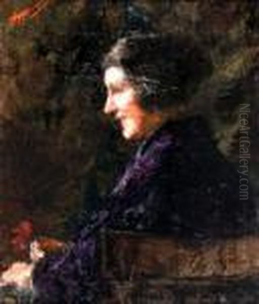 Delia Oil Painting by Antonio Mancini