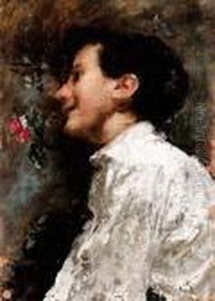 Il Garofano Rosso Oil Painting by Antonio Mancini