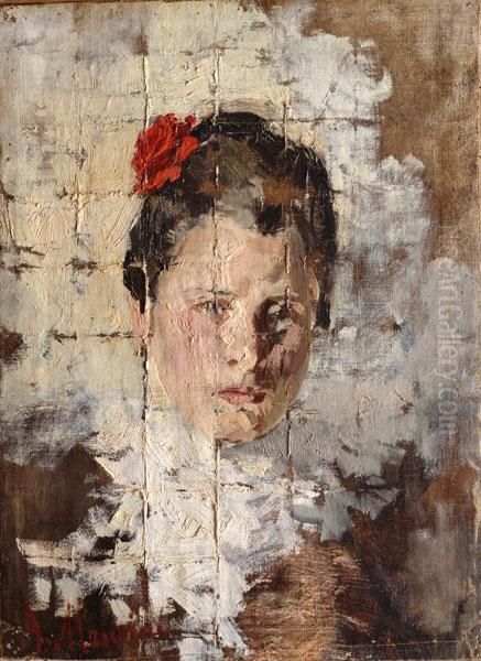 La Modella Oil Painting by Antonio Mancini