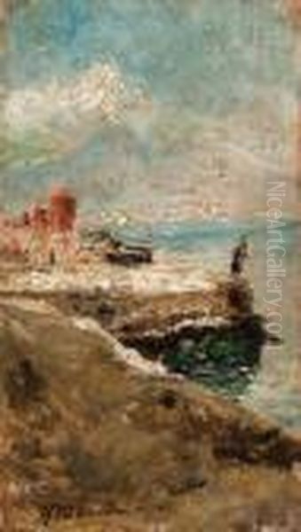 La Marina Del Carmine Oil Painting by Antonio Mancini