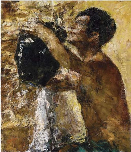 Uomo Con Boccale Oil Painting by Antonio Mancini