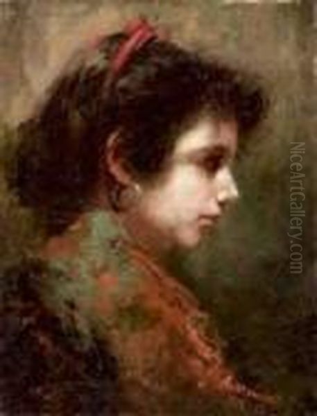 Volto Femminile Oil Painting by Antonio Mancini