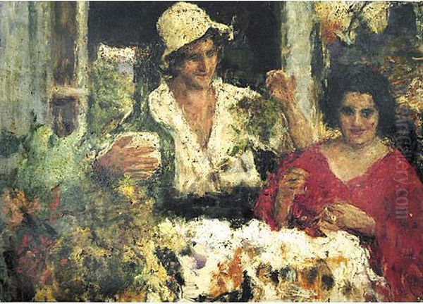 Ritratto Di Famiglia Oil Painting by Antonio Mancini